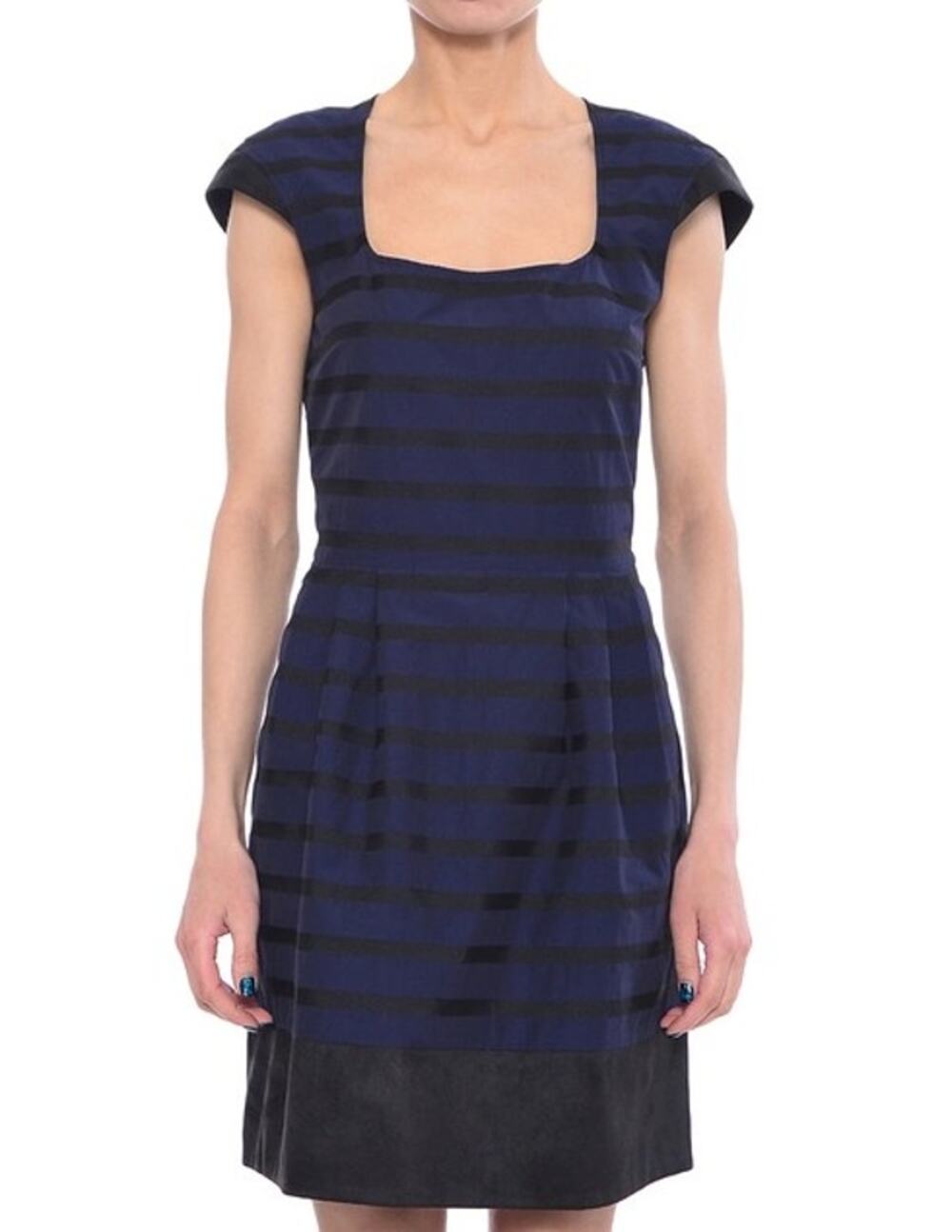 Patrizia Pepe Womens Sheath Dress Size 4 Navy Blue Stripe Career Made in Italy